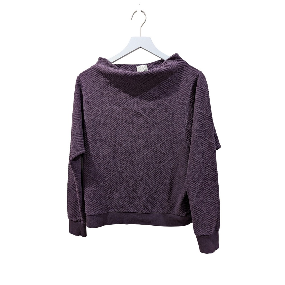 Anthropologie Postmark Purple Textured Diamond Quilted Funnel Neck Sweatshirt M